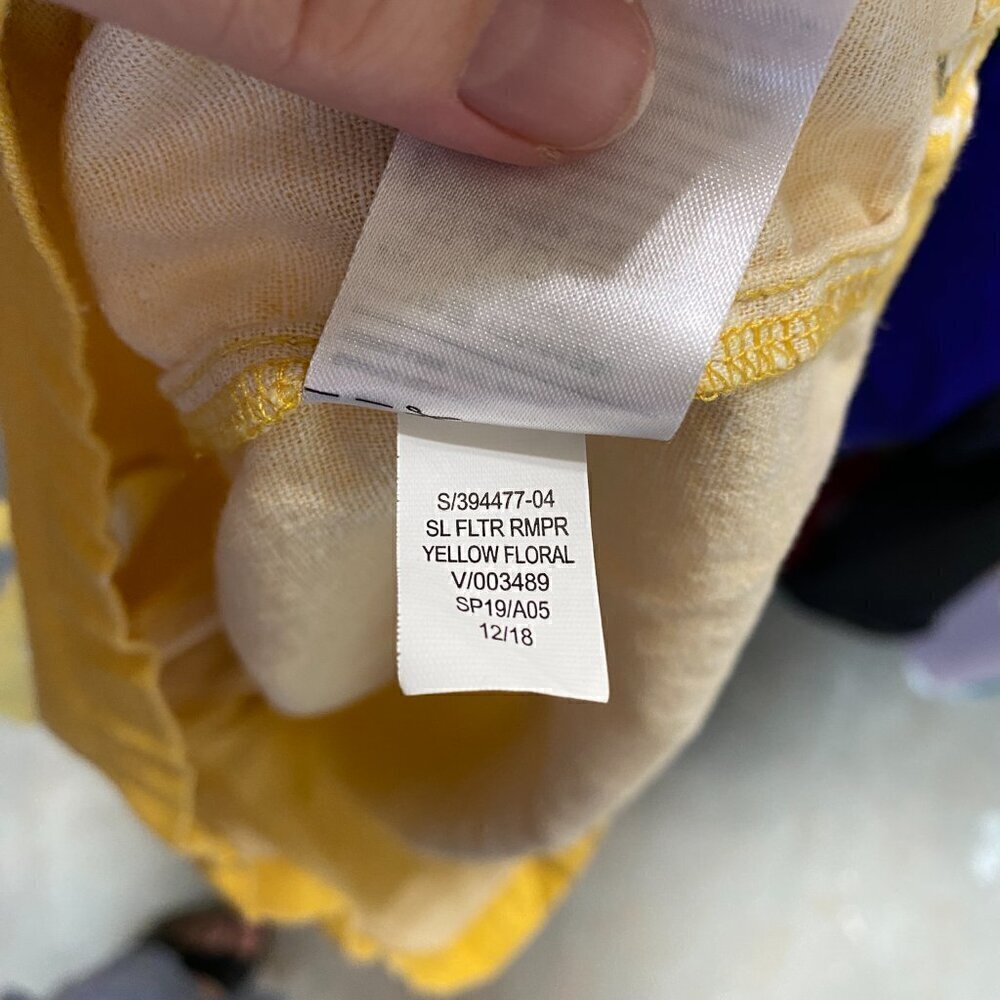 Old Navy Sleeveless Linen Yellow Floral Romper XL - Picture 9 of 9